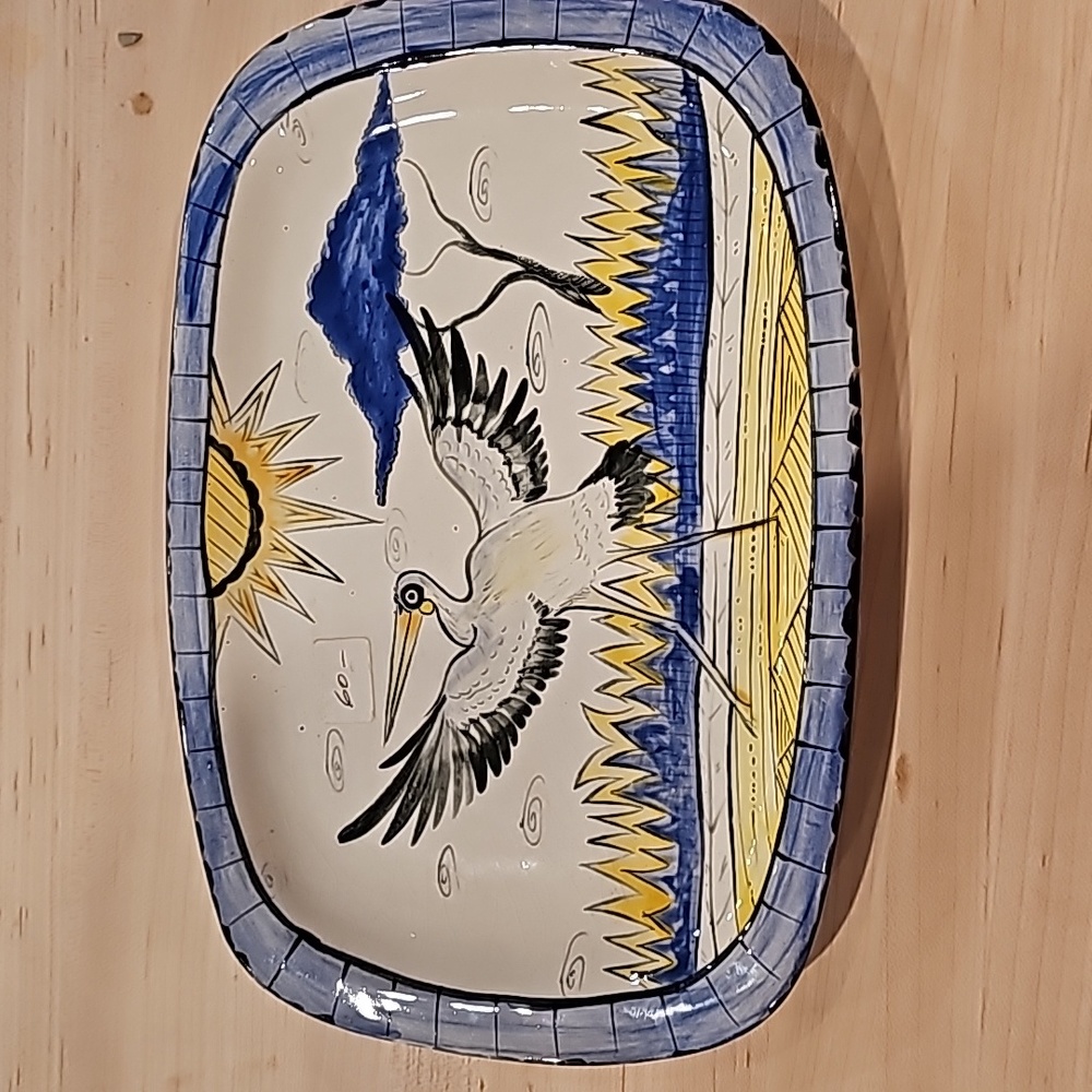Handpainted African  dish signed